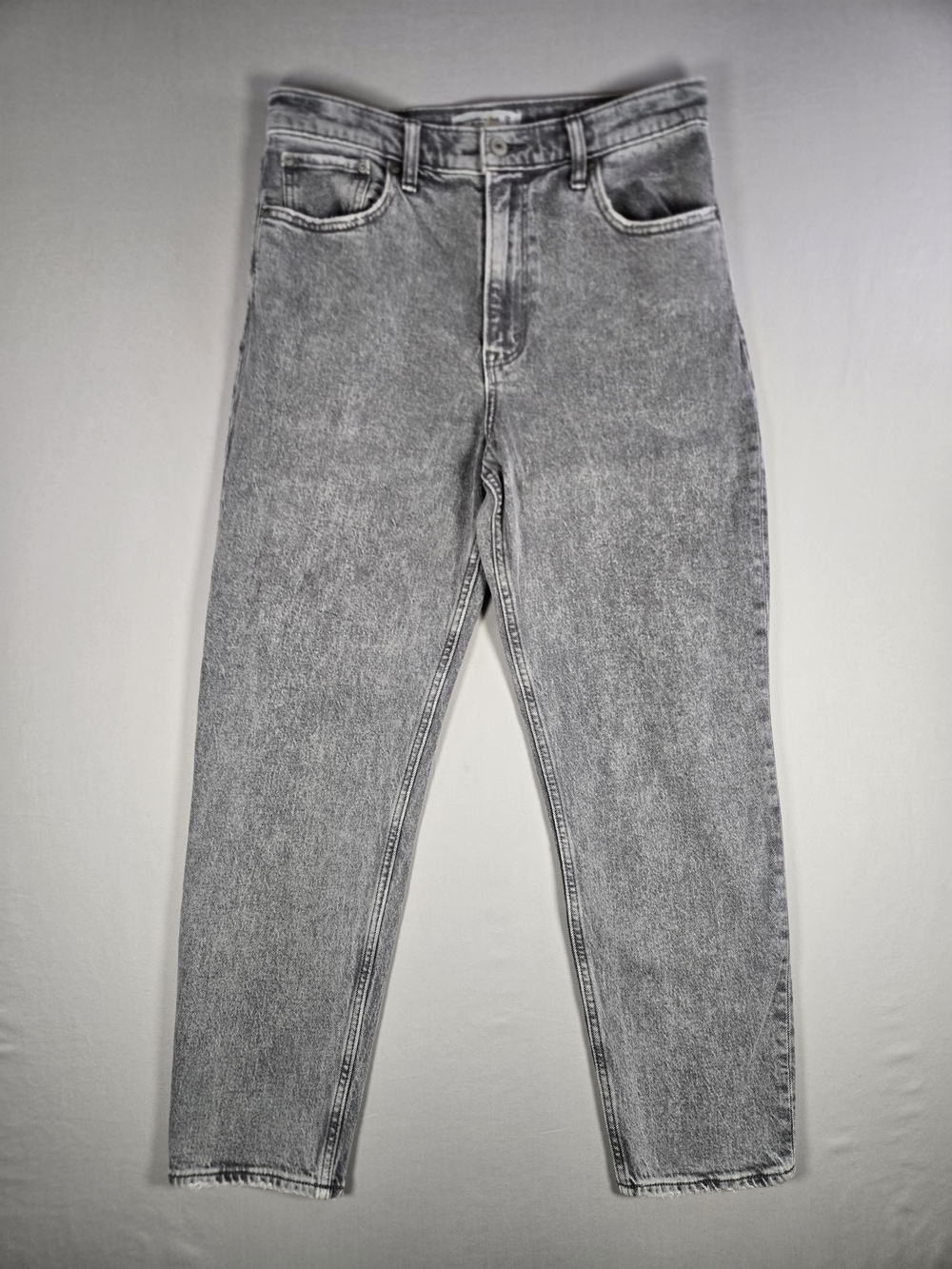 Abercrombie & Fitch The Mom High Rise Jeans Gray Acid Stone Wash Grunge Size 28